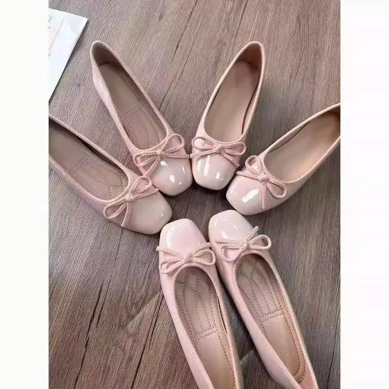 Women Formal Wear For Office - Women Ballet Flats Square Toe Bowknot