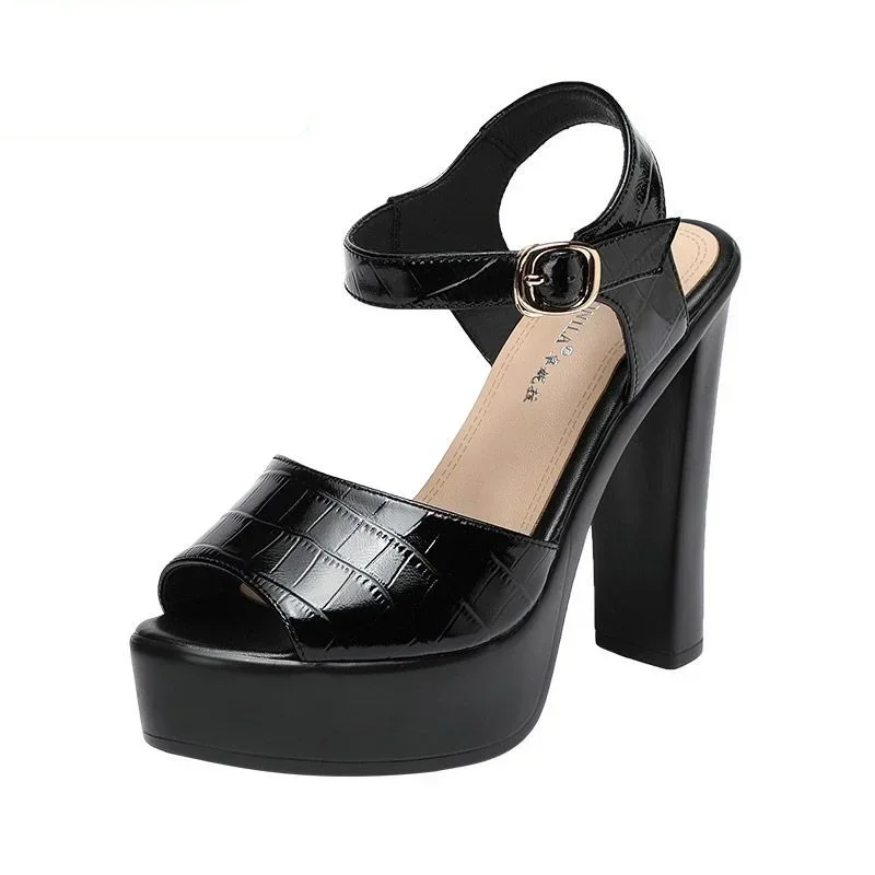 Women Formal Wear For Office - 10cm 13cm Fashion Genuine Leather Sandals