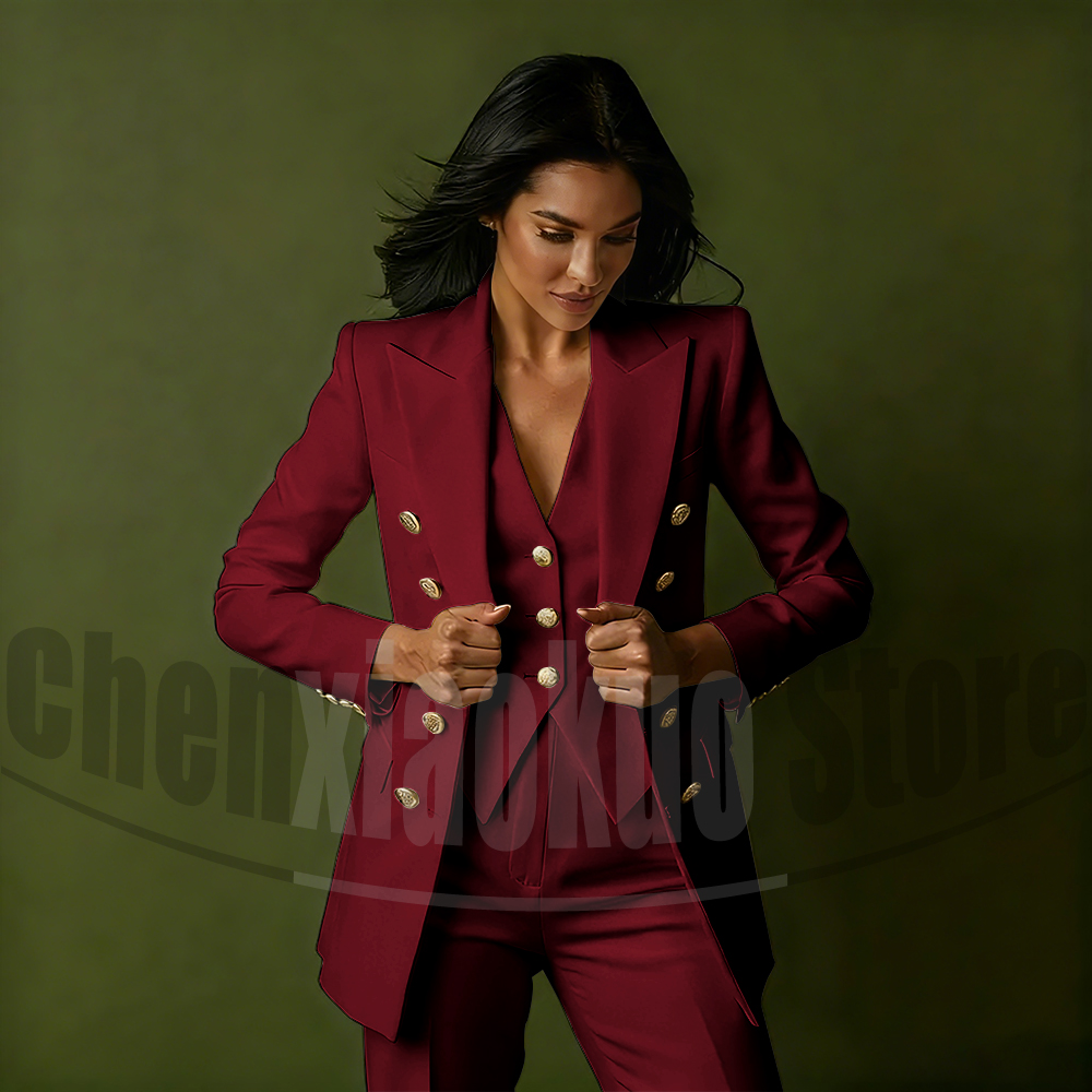 Women's Double Breasted Three  - Women'S Formal Wear Pants Suit ulasan dan harga