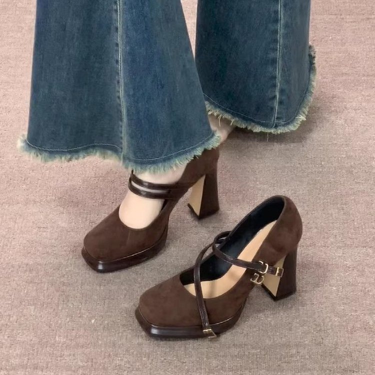 Vintage Thick High Women Mary  - Women Formal Wear For Office ulasan dan harga