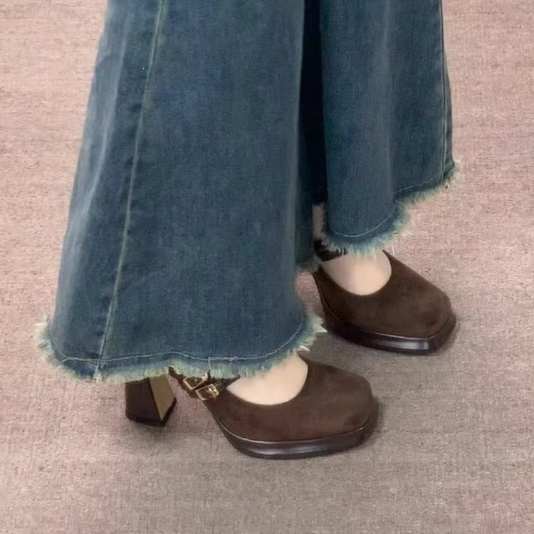 Vintage Thick High Women Mary  - Women Formal Wear For Office ulasan dan harga