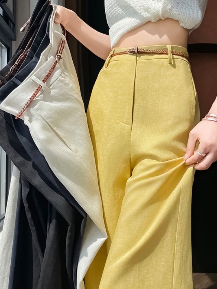 High Waist Narrow Cut Linen Co - Tailored Trouser Wide ulasan dan harga