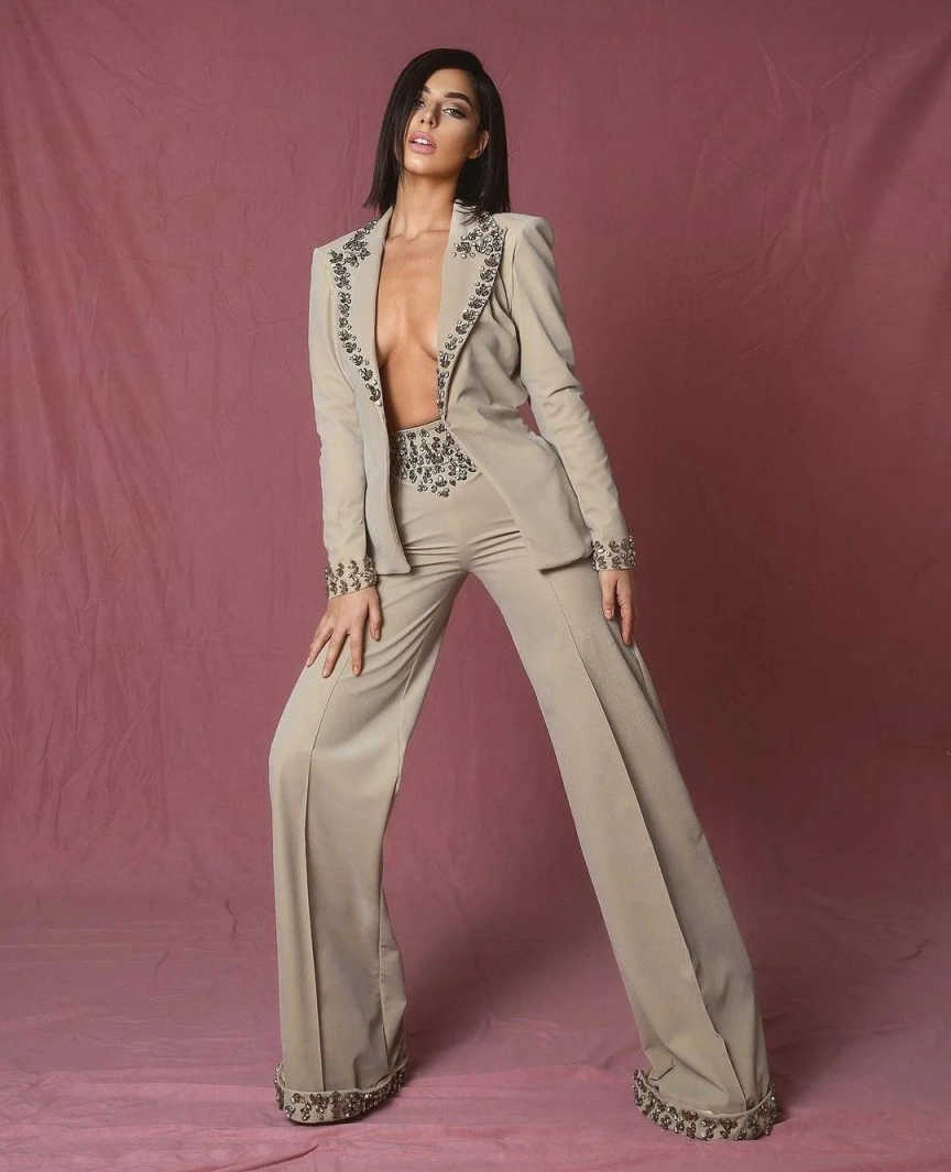 Amazing Rhinestones Women Suit - Women'S Formal Wear Pants Suit ulasan dan harga
