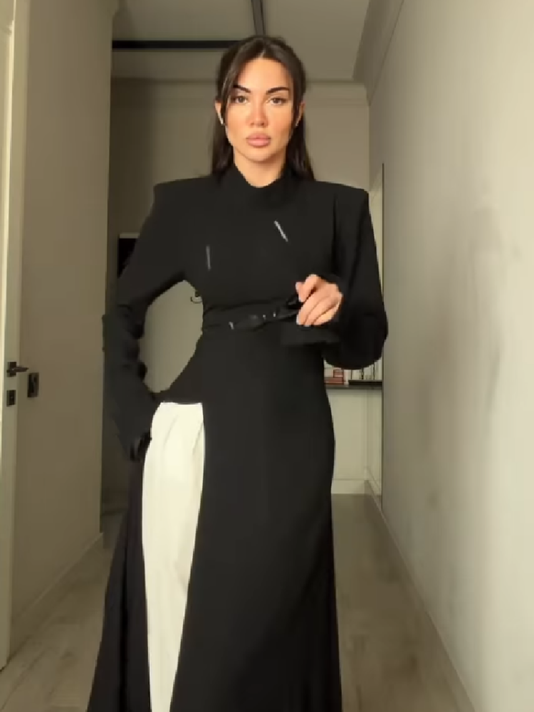 Women's Elegant High Neck Long - Women'S Formal Evening Wear Tops ulasan dan harga