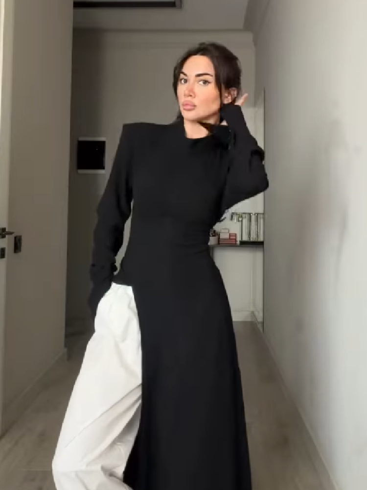 Women's Elegant High Neck Long - Women'S Formal Evening Wear Tops ulasan dan harga