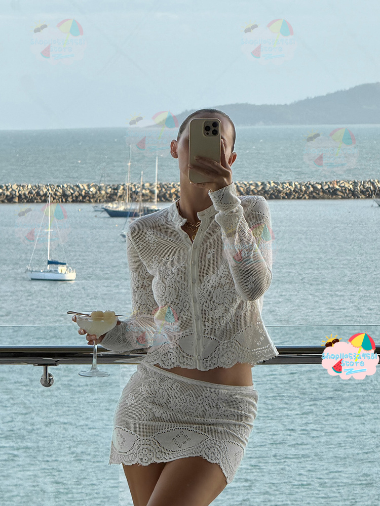 White Floral Hollow Crochet Tw - Women'S Formal Evening Wear Tops ulasan dan harga