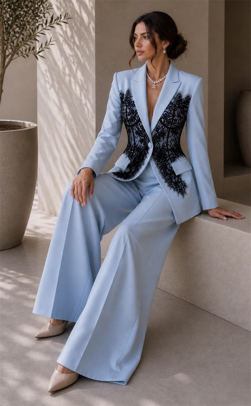 Fashion Blue Women Suits Set 2 - Women'S Formal Wear Wedding ulasan dan harga