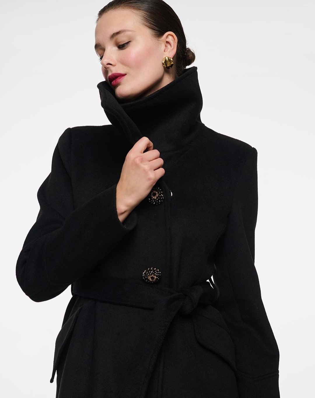 Vintage Black Stand Collar Wom - Women Formal Wear For Plus Size ulasan dan harga