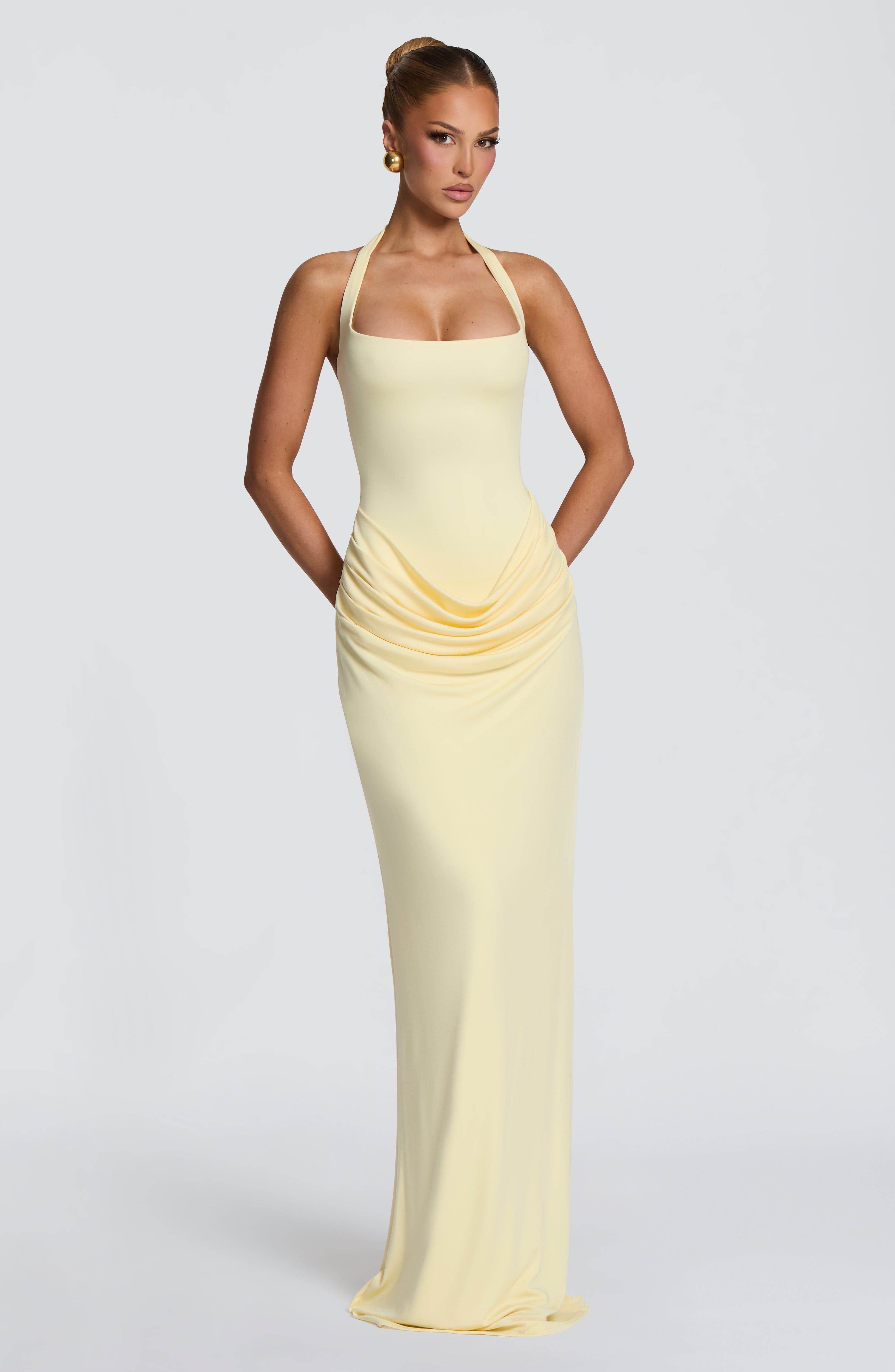 Halter Square Neck Maxi Dress  - Shift Dress Sleeveless ulasan dan harga