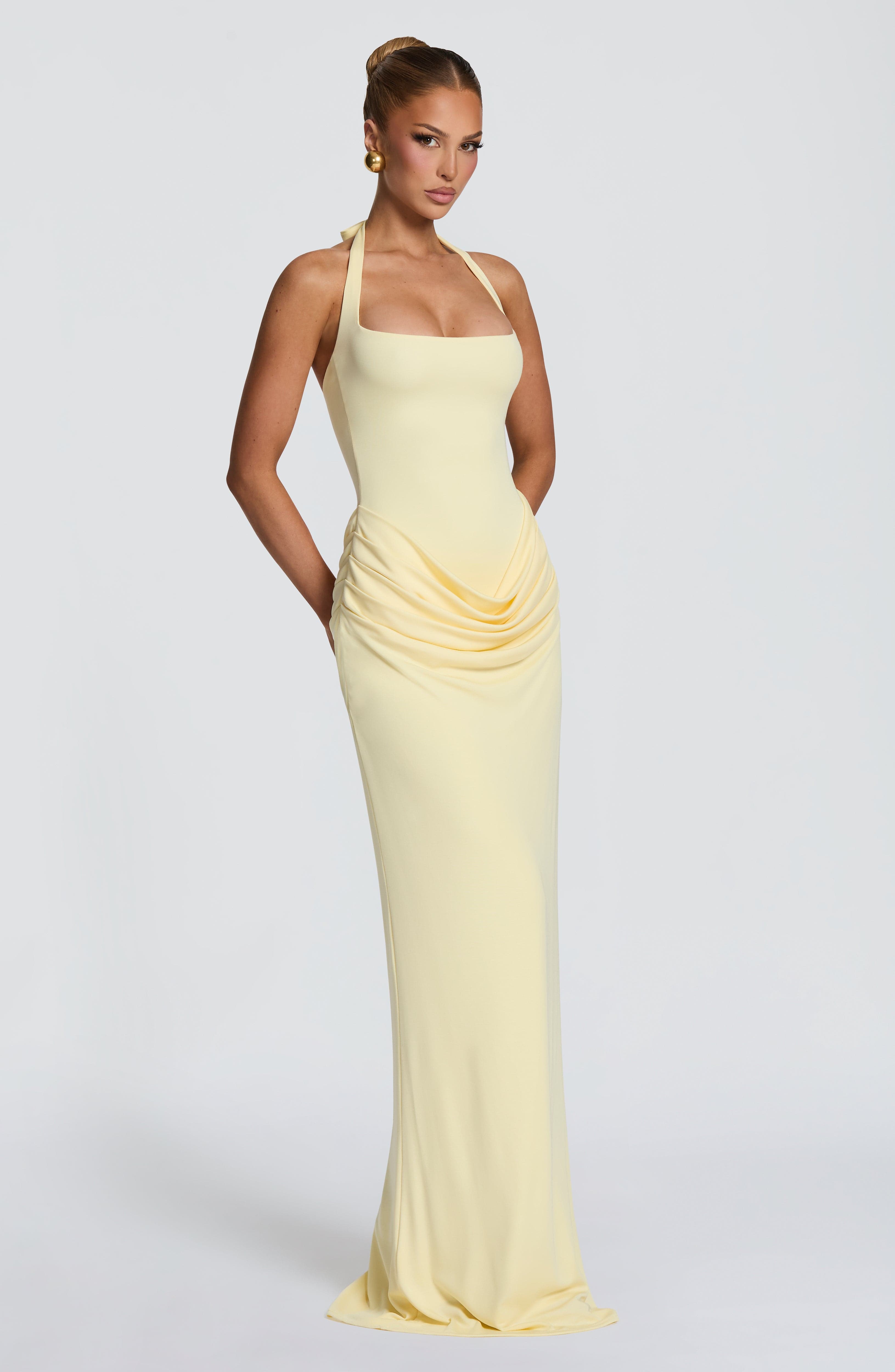 Halter Square Neck Maxi Dress  - Shift Dress Sleeveless ulasan dan harga