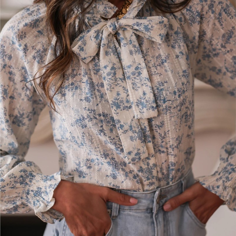 Womens Wear Bow Fashion Printe - Women'S Formal Evening Wear Tops ulasan dan harga