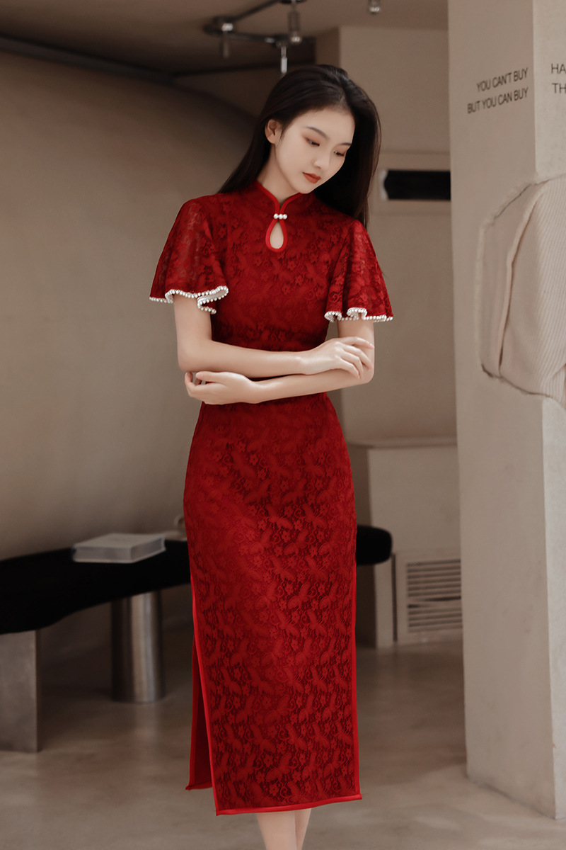 Red Cheongsam Chinese Women La - Women'S Formal Wear Wedding ulasan dan harga