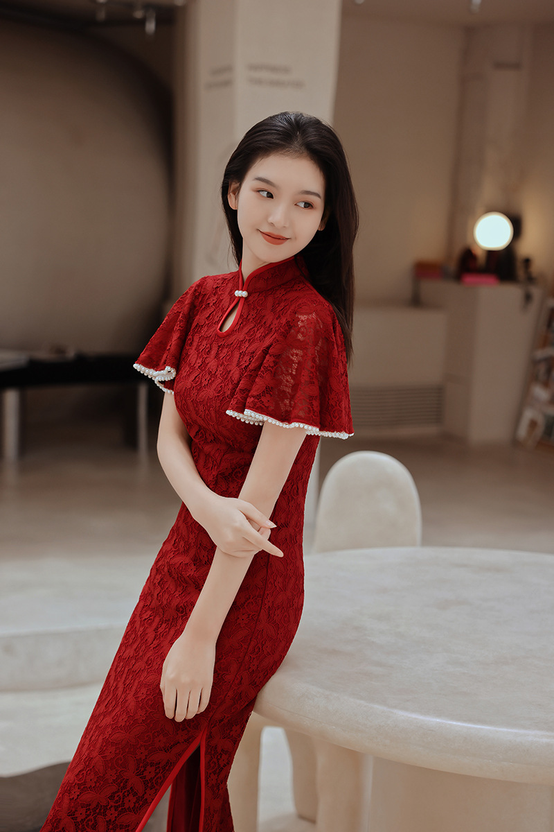 Red Cheongsam Chinese Women La - Women'S Formal Wear Wedding ulasan dan harga