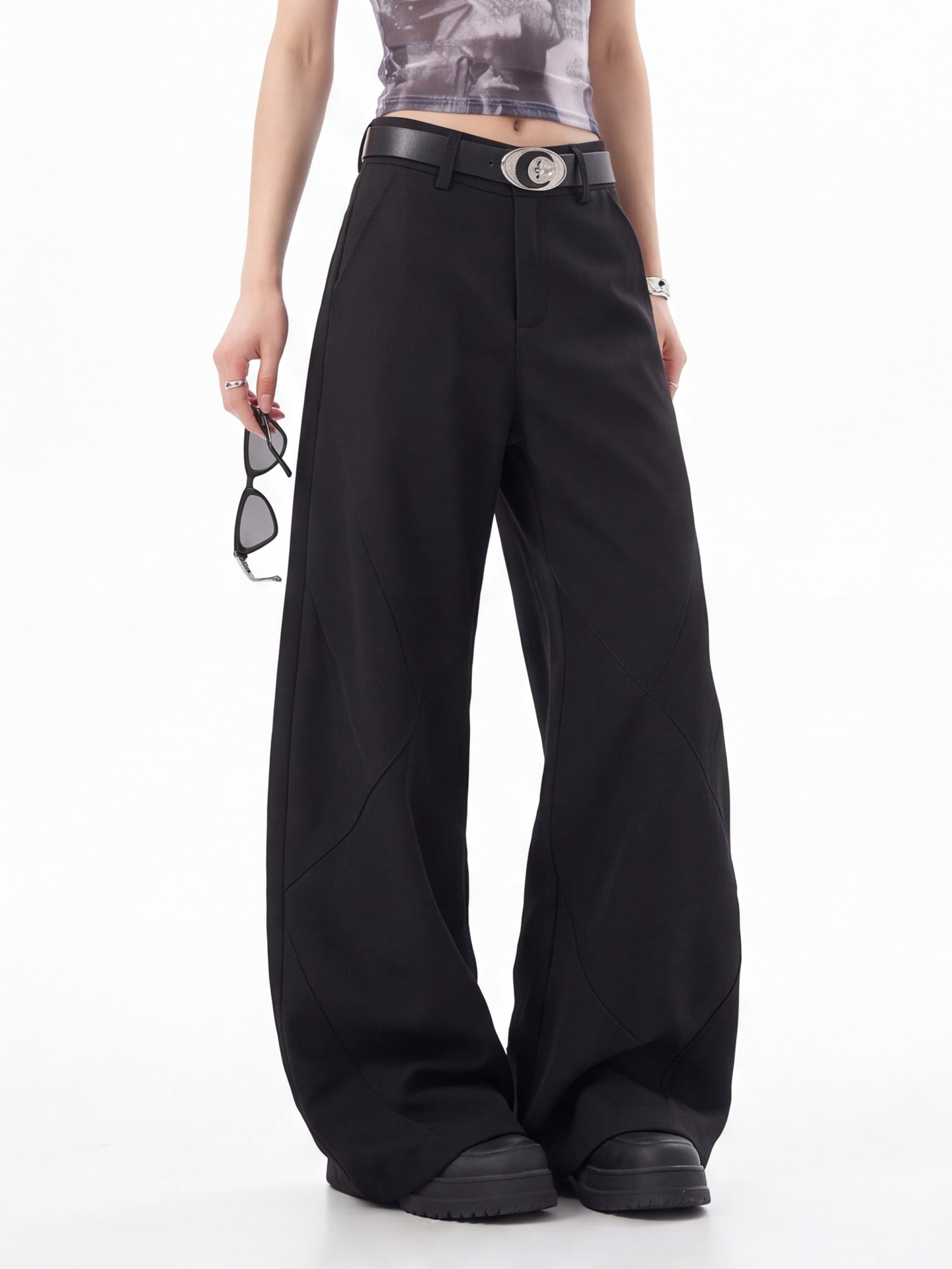 Black High Waist Trousers for  - Tailored Trouser Wide ulasan dan harga