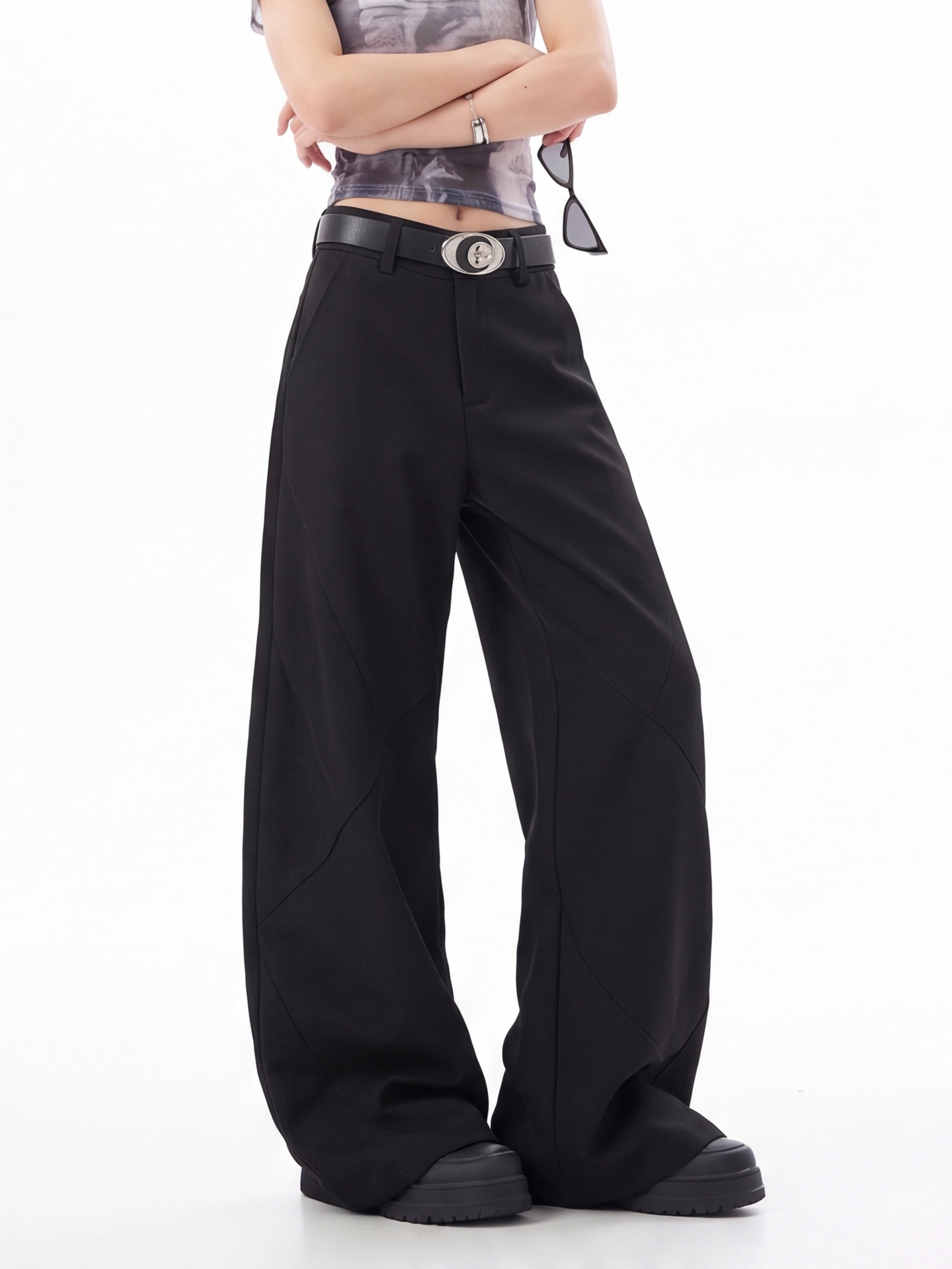 Black High Waist Trousers for  - Tailored Trouser Wide ulasan dan harga