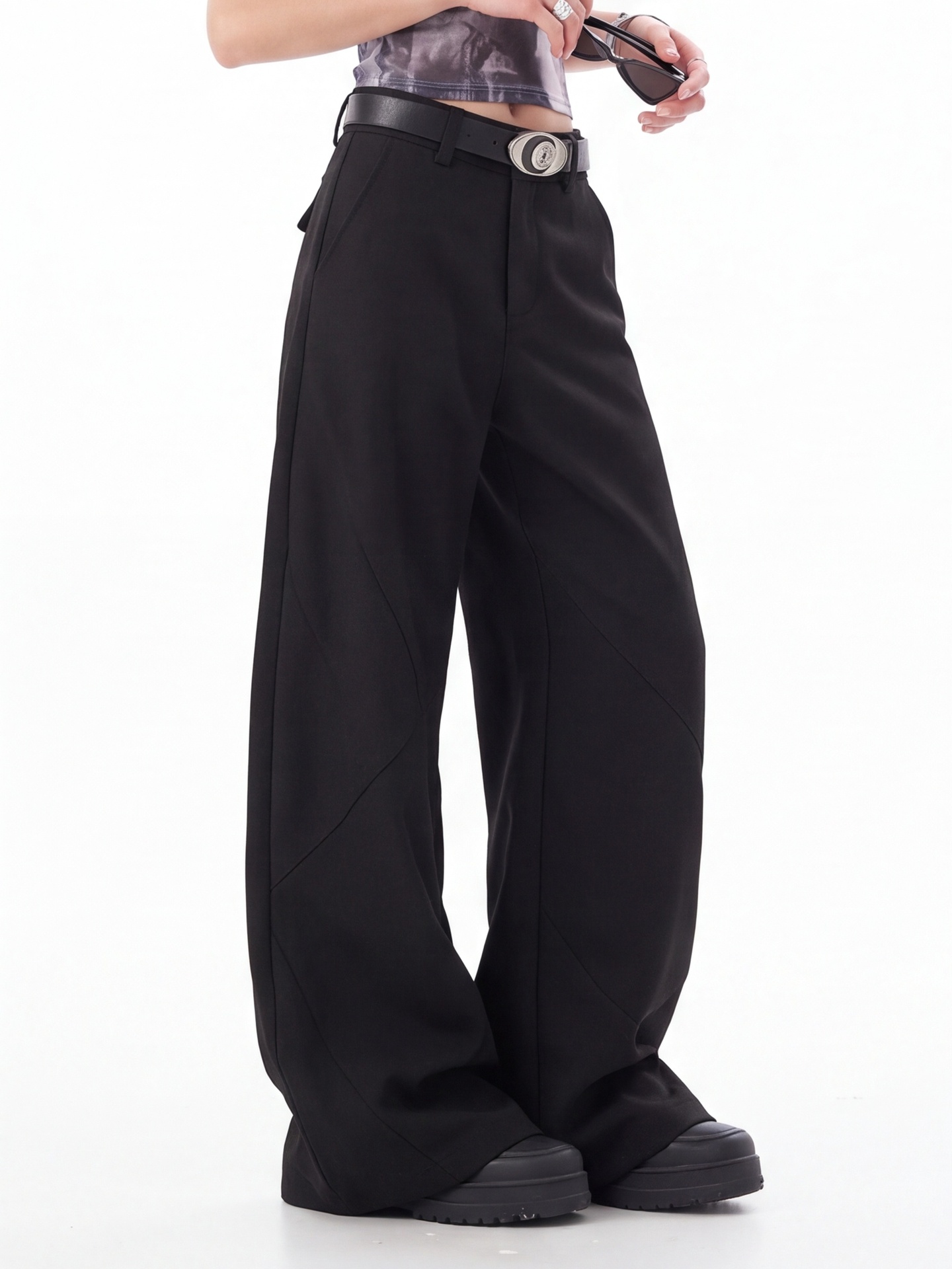 Black High Waist Trousers for  - Tailored Trouser Wide ulasan dan harga