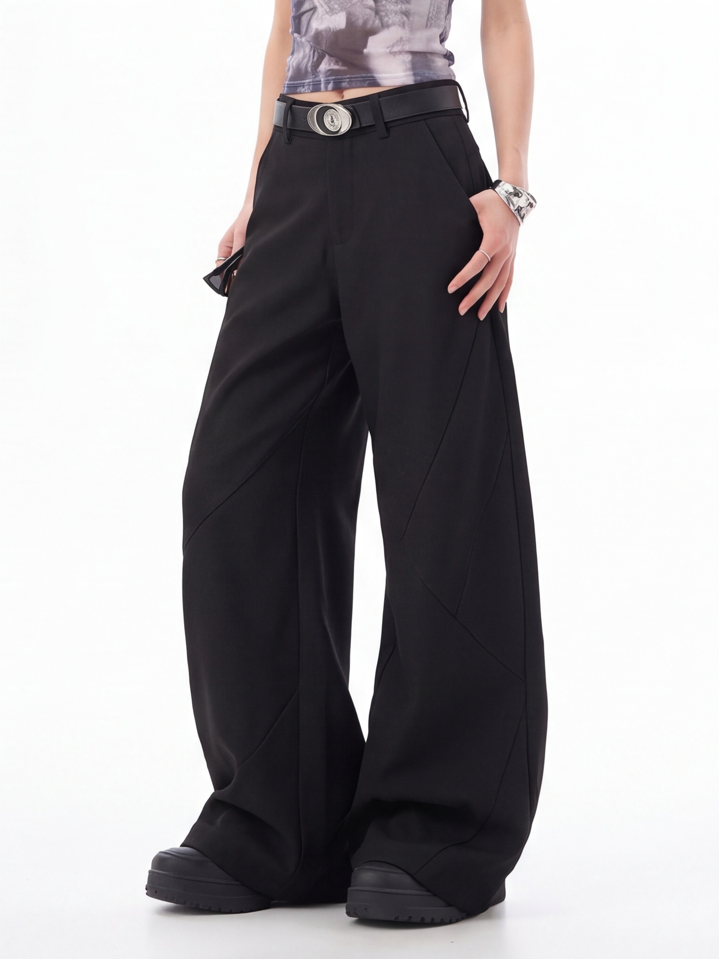 Black High Waist Trousers for  - Tailored Trouser Wide ulasan dan harga