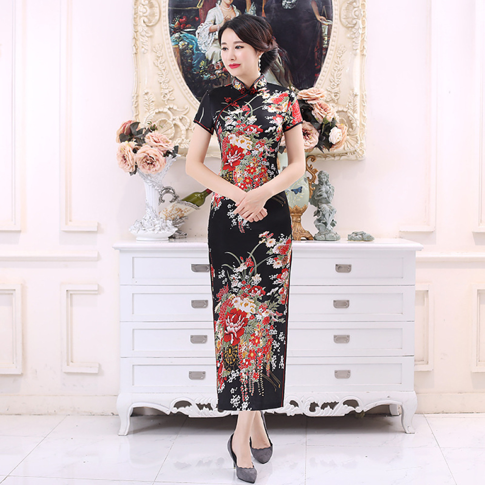 Classic Satin Cheongsam Long D - Women Formal Wear For Plus Size ulasan dan harga