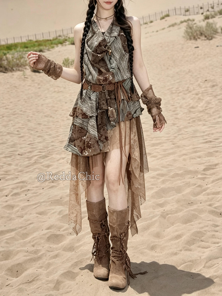 ReddaChic Retro Boho Irregular - Shift Dress Sleeveless ulasan dan harga